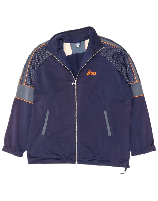 ASICS Herren-Trainingsanzug mit grafischem Oberteil, 2XL, Marineblau, Polyester