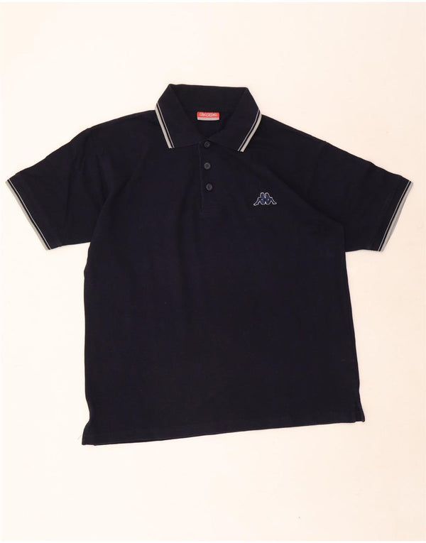 Kappa Herren-Poloshirt, groß, marineblau, gestreift, Baumwolle