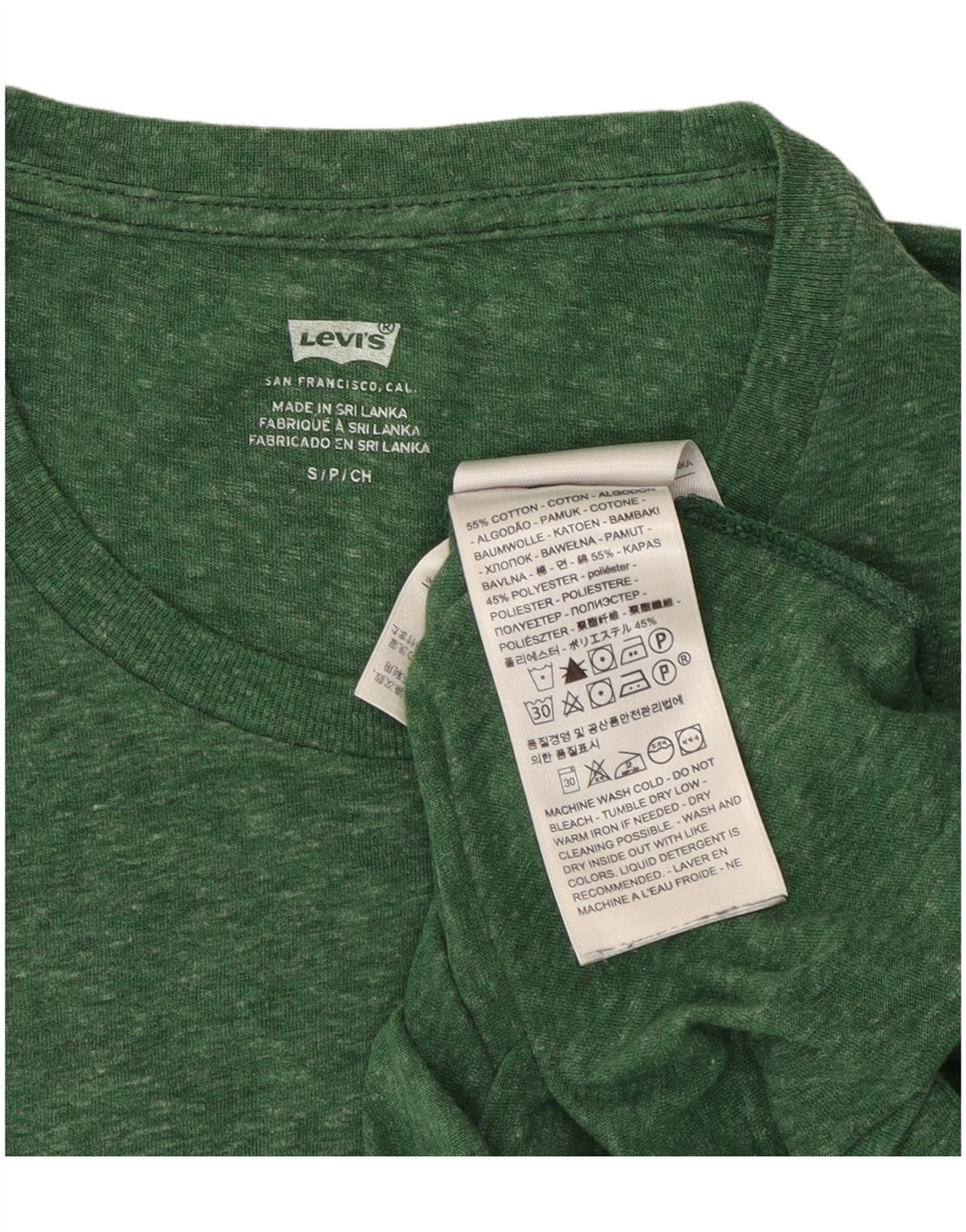 Levi's Herren-T-Shirt-Oberteil, klein, grün gefleckte Baumwolle