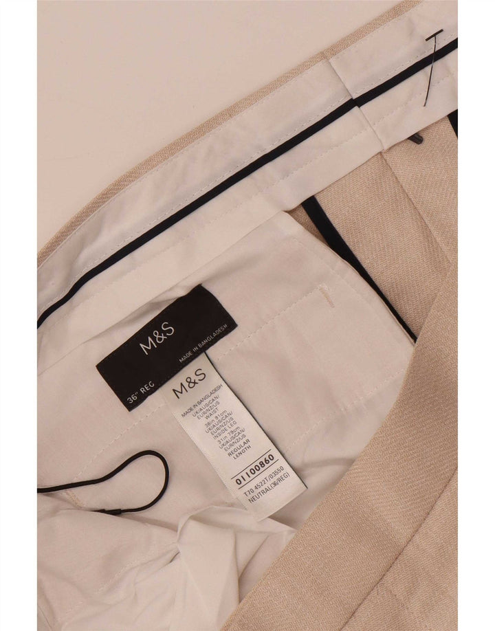 Marks & Spencer Herren Tapered Chinohose W36 L30 Beige Polyester