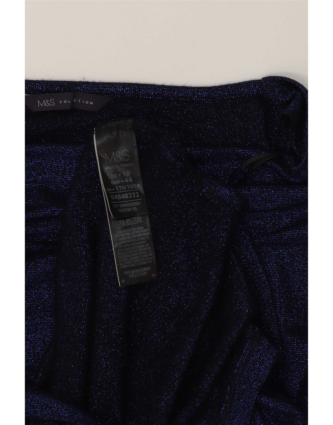 Marks & Spencer Damen Longline Top 3/4 Ärmel UK 16 Large Blaue Viskose