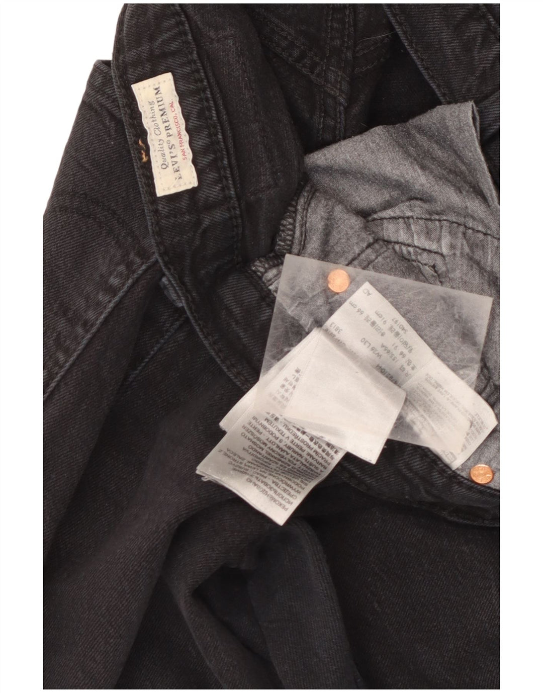 Levi's Herren 501 Straight Jeans W26 L30 Schwarze Baumwolle
