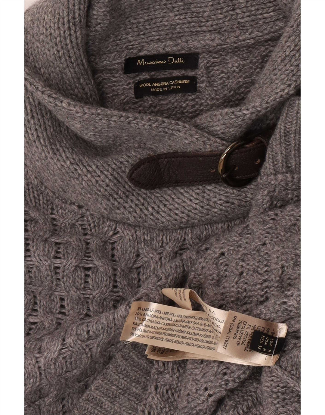 Massimo Dutti Damen-Ponchopullover mit Schalkragen, UK 14, mittelgraue Wolle