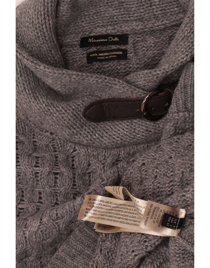 Massimo Dutti Damen-Ponchopullover mit Schalkragen, UK 14, mittelgraue Wolle