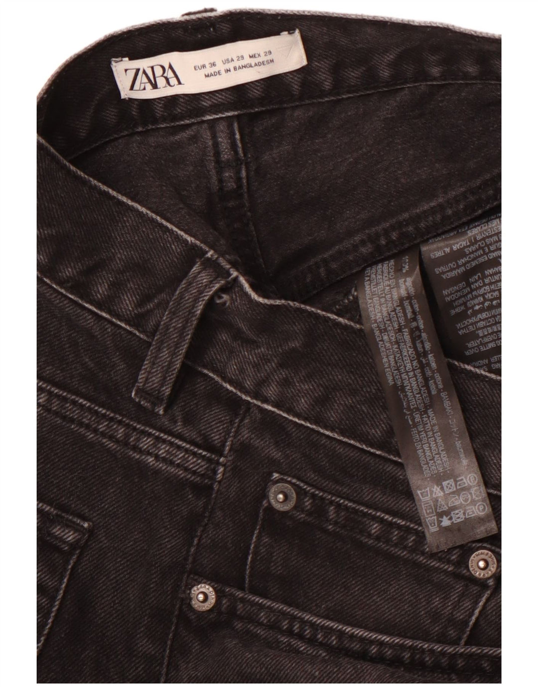 ZARA Herren verkürzte Jeans EU 36 XS W29 L25 Schwarze Baumwolle