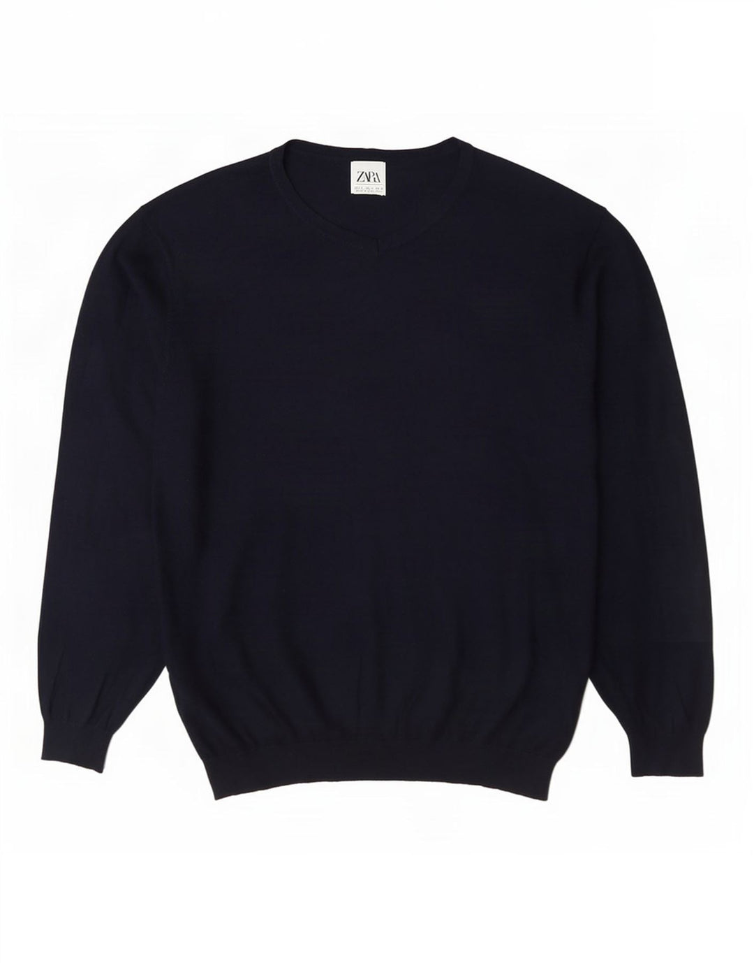 Zara Herren-Pullover mit V-Ausschnitt, Größe L, Marineblau