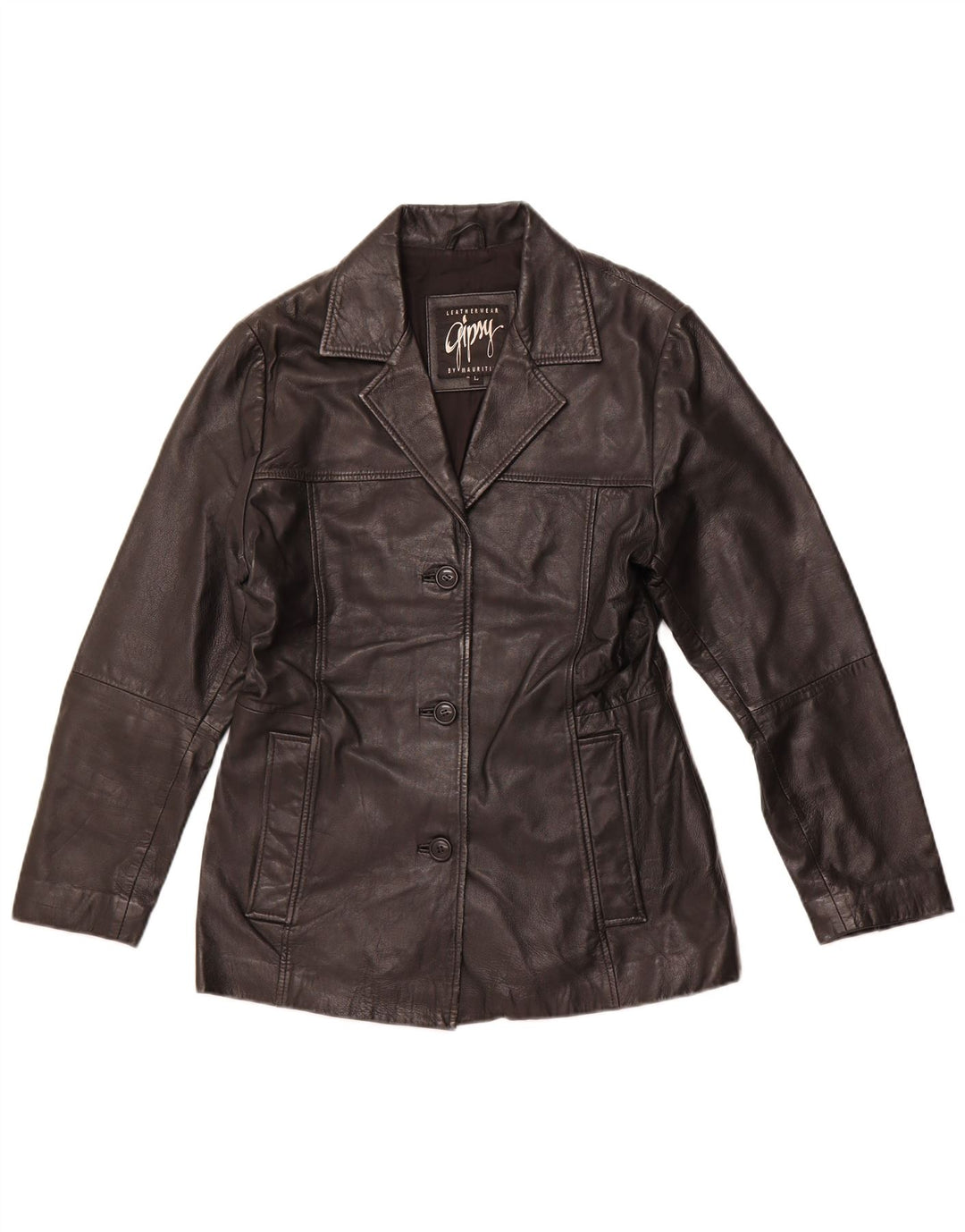 GIPSY BY MAURITIUS Damen Lederjacke UK 14 Großes schwarzes Leder