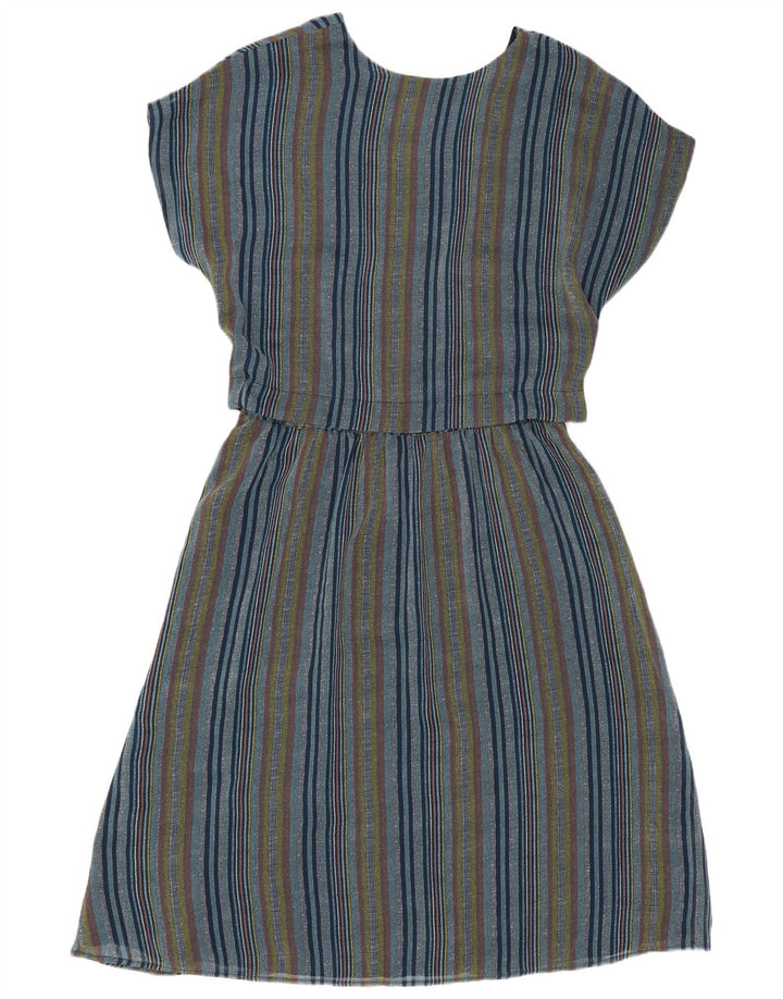 Ichi Damen-A-Linien-Kleid, UK 14, mittelblau gestreift, Polyester