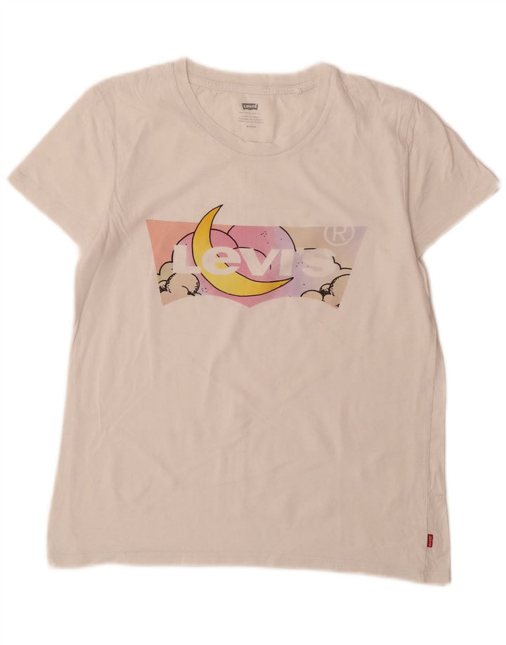 Levi's Damen-T-Shirt mit Grafik, UK 10, Größe S, Weiß