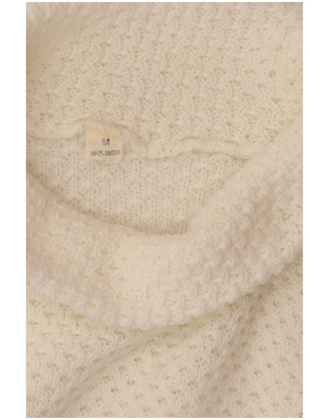 VINTAGE Damen Übergroßer Rollkragenpullover Pullover UK 14 Mittelweiß