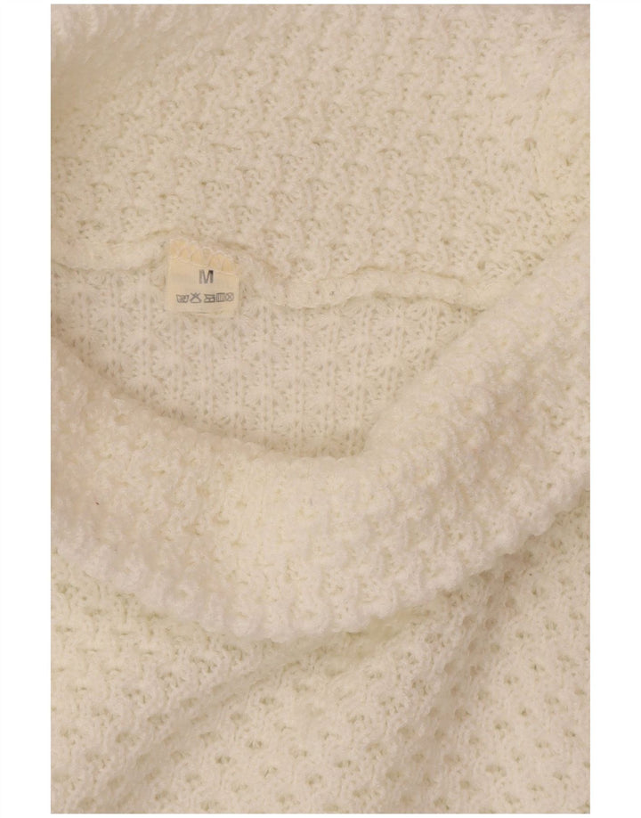 VINTAGE Damen Übergroßer Rollkragenpullover Pullover UK 14 Mittelweiß