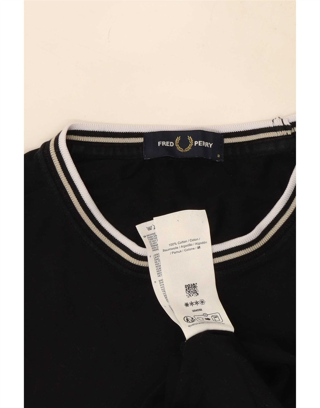 Fred Perry Herren T-Shirt Top Medium Schwarz Baumwolle