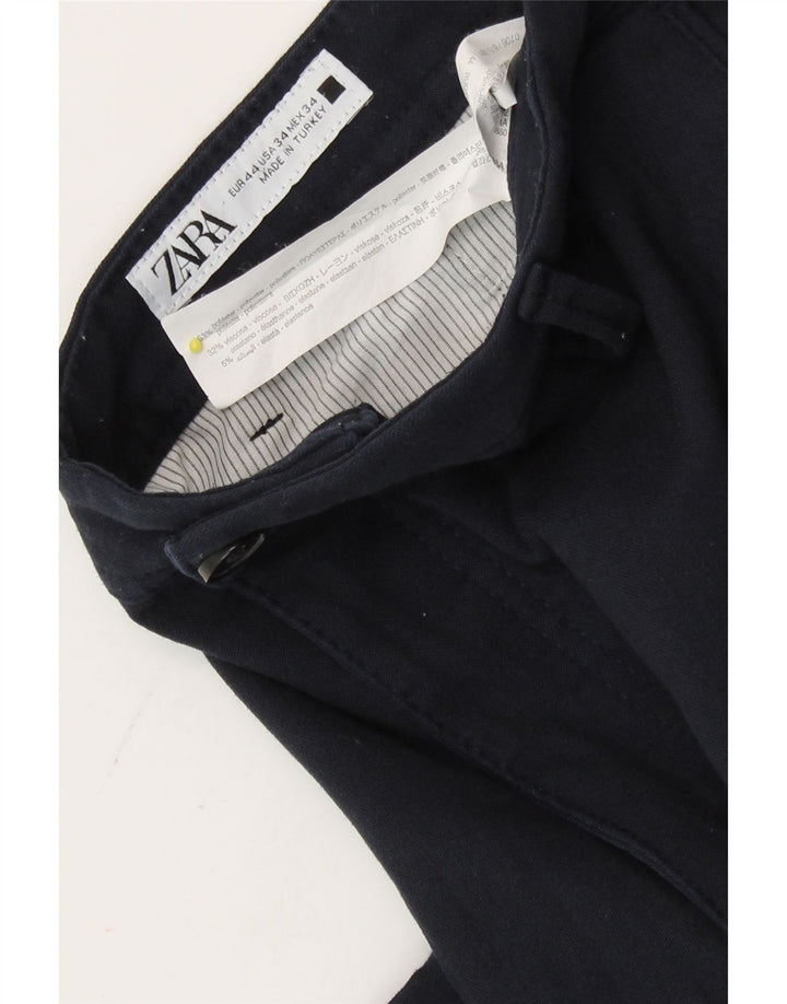 Zara Slim Chino-Hose für Herren, EU 44, Größe L, W34, L27, Marineblau, Polyester