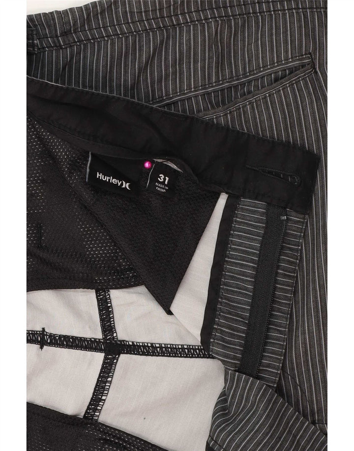 Hurley Herren Chinoshorts W31 Mittelgrau gestreiftes Polyester
