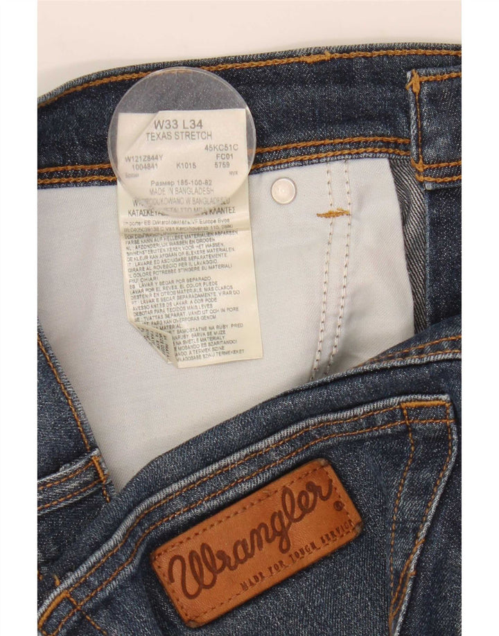 Wrangler Herren Texas Stretch Denim Shorts W33 Mittelblaue Baumwolle