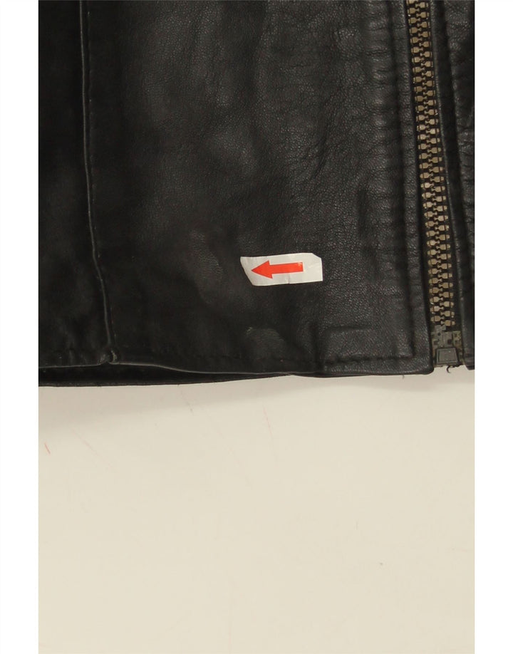 Vintage Damen Lederweste UK 10 Small Schwarz