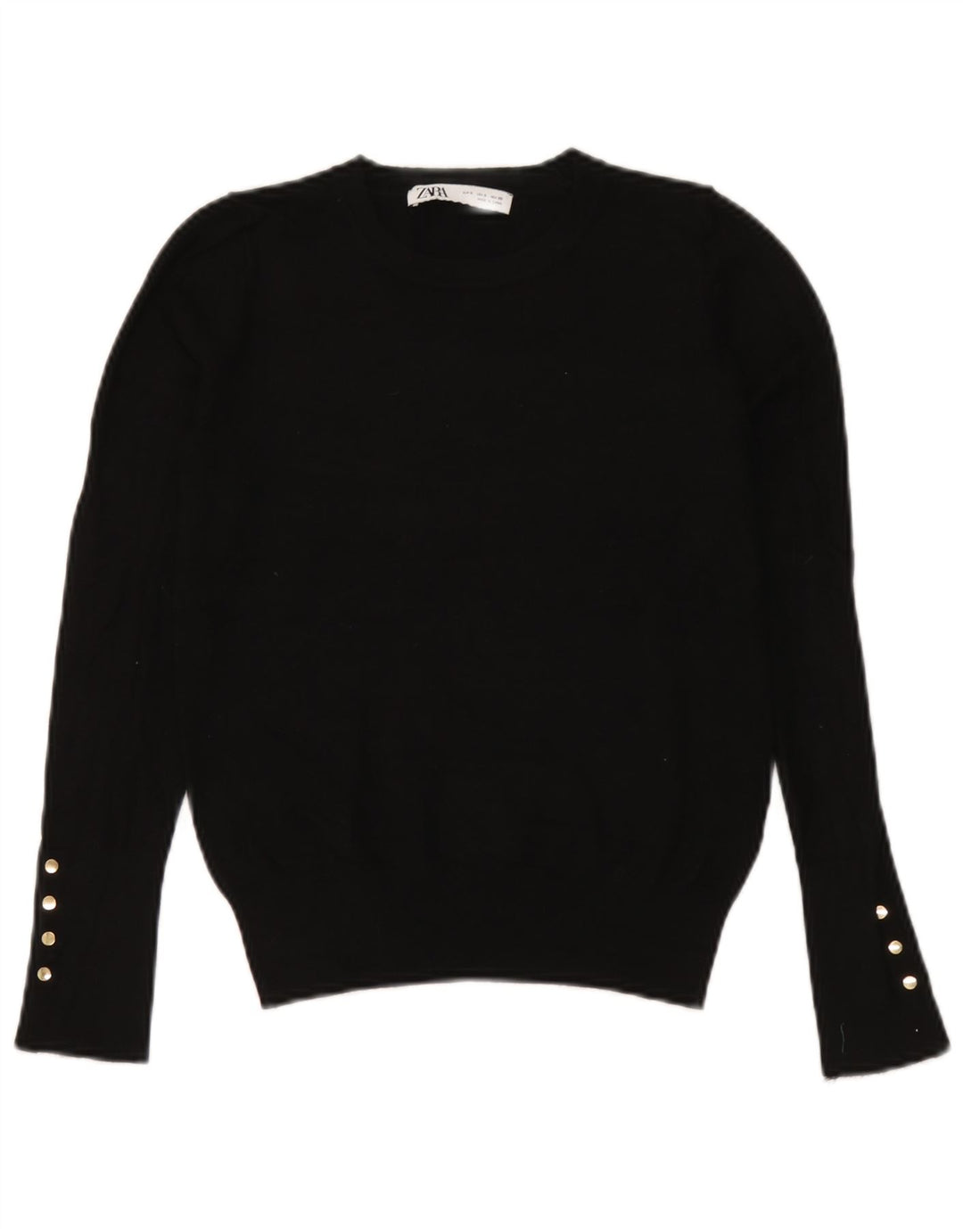 Zara Damen-Pullover mit Rundhalsausschnitt, Gr. 10, Größe S, Schwarz