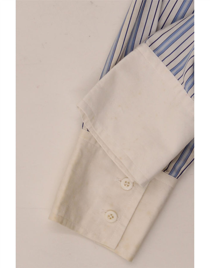 Massimo Dutti Damen-Formalhemd, EU 38, klein, blau gestreift, Baumwolle