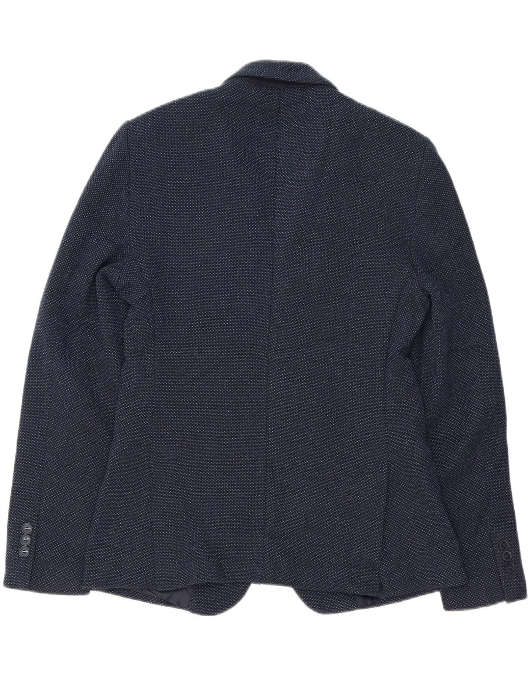 ZARA Mens 2 Button Blazer Jacket EU 50 Medium Navy Blue Spotted Polyester