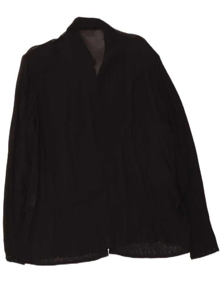Andrea Mare Damen Durchsichtige Hemdbluse UK 16 Große schwarze Viskose