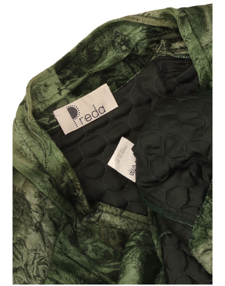 Vintage Damen 3-Knopf-Steppblazer Jacke UK 16 Großes grünes Blumenmuster