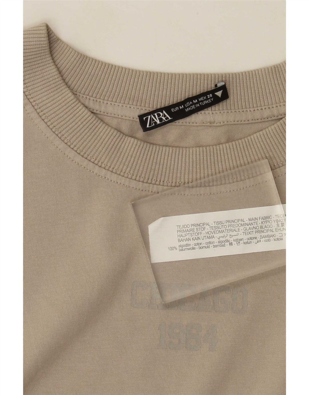 Zara Damen-Oversize-Oberteil, langärmelig, mittelbeige Baumwolle