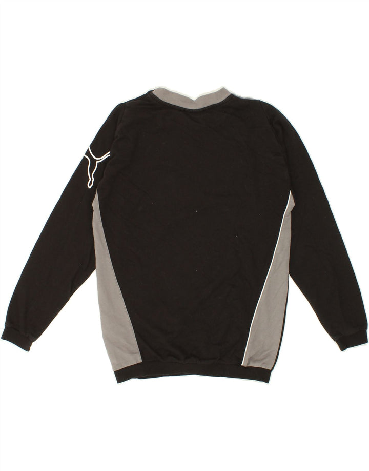 PUMA Boys Graphic Sweatshirt Jumper 11-12 Years Large  Black Colourblock Vintage Puma and Second-Hand Puma from Messina Hembry 
