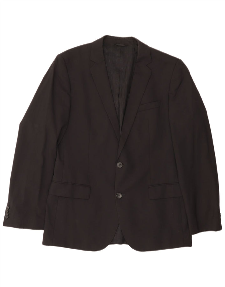 Hugo Boss Herren-Blazer mit 2 Knöpfen, EU 50, große schwarze Wolle