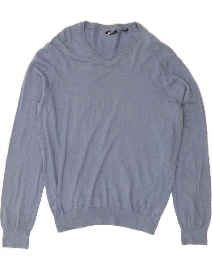 IZOD Mens V-Neck Jumper Sweater Large Blue Cotton Vintage Izod and Second-Hand Izod from Messina Hembry 