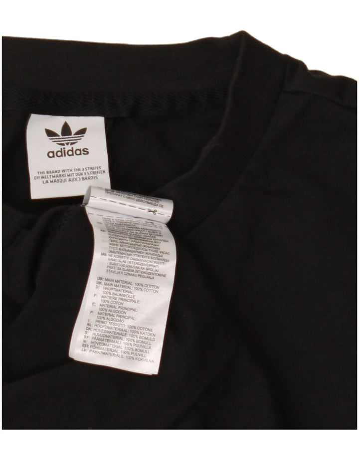 ADIDAS Damen Grafik-T-Shirt-Kleid UK 12 Mittelschwarze Baumwolle