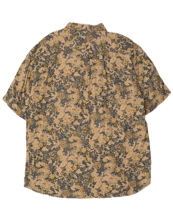 Vintage Herren Kurzarmhemd Größe 42/43 Großes mehrfarbiges Blumenmuster