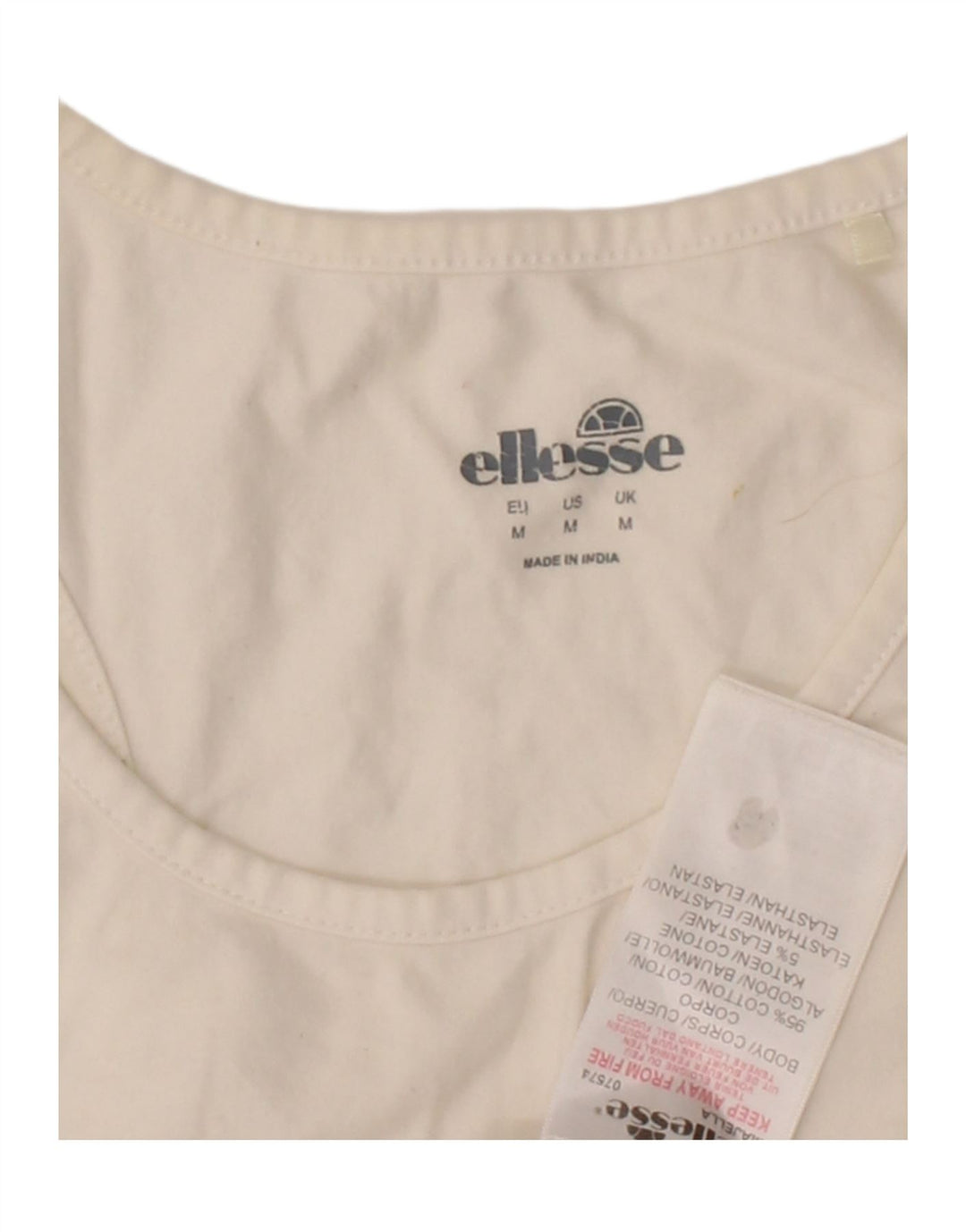 ELLESSE Womens Vest Top UK 14 Medium White Colourblock Cotton Vintage Ellesse and Second-Hand Ellesse from Messina Hembry 