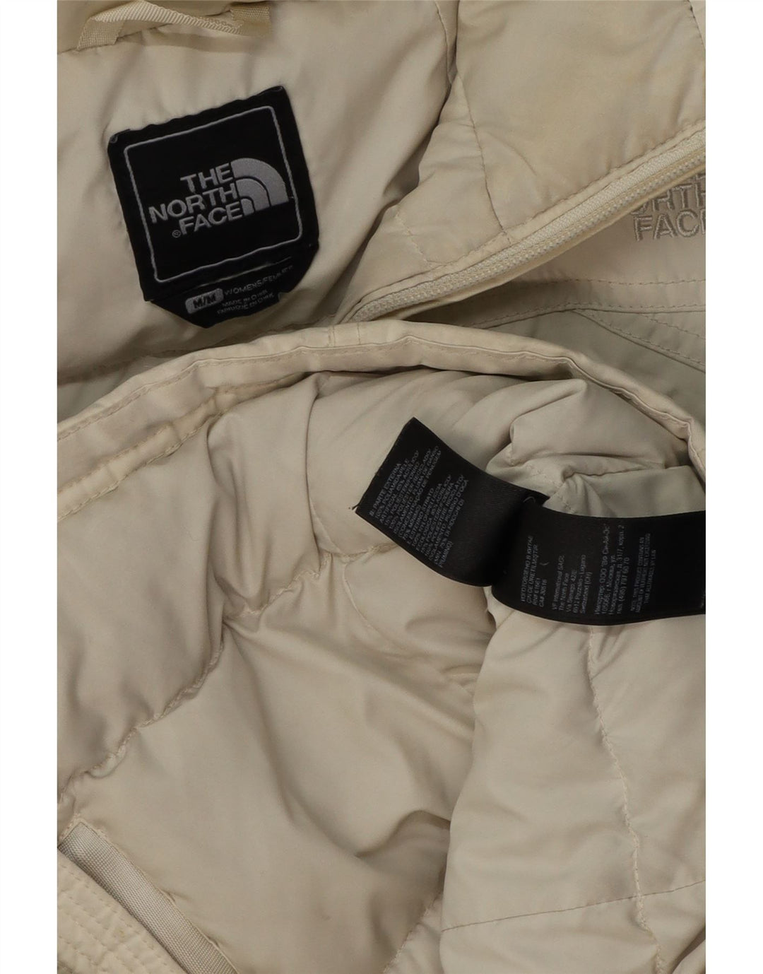 THE NORTH FACE Wattierte Damenjacke mit Kapuze UK 14 Medium Off White