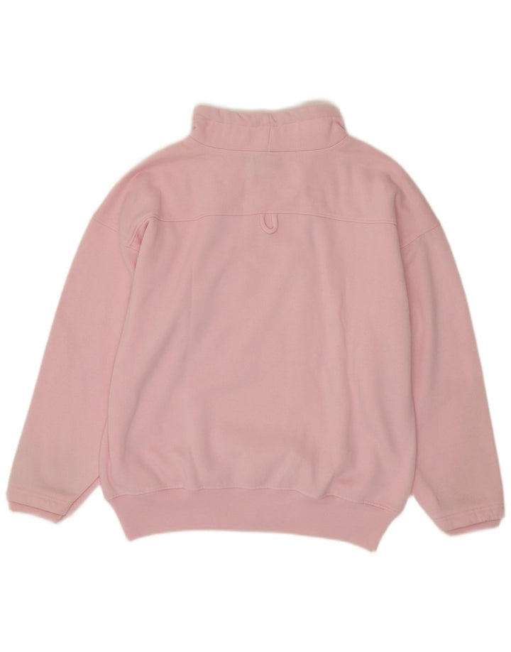 Vintage Damen Übergroßer Sweatshirt-Pullover mit Reißverschluss und Halsausschnitt, UK 16, Größe L, Rosa