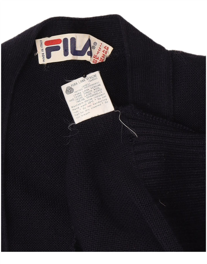 Fila Herren-Cardigan-Pullover IT 48 Mittelmarineblaue Wolle