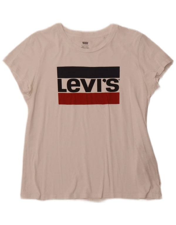 LEVI'S Damen-T-Shirt mit Grafik, UK 12, mittelweiße Baumwolle