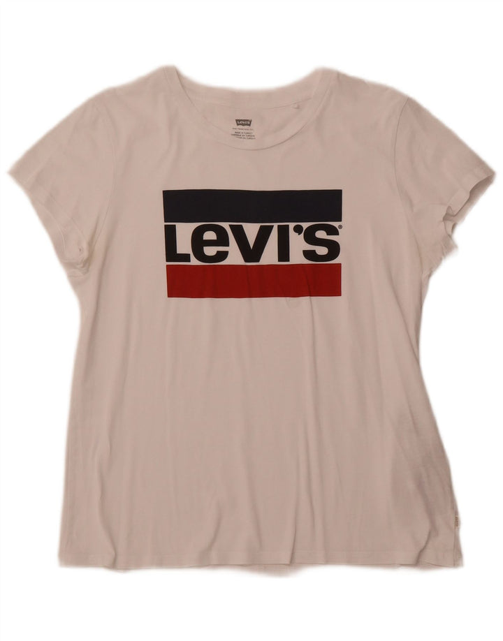 LEVI'S Damen-T-Shirt mit Grafik, UK 12, mittelweiße Baumwolle