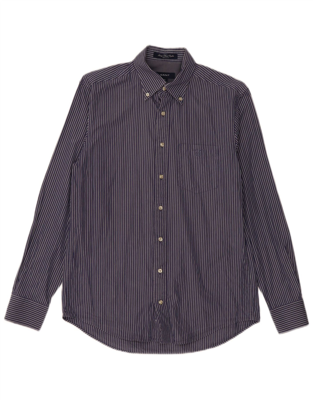 GANT Herren-Hemd mit normaler Passform, mittelmarineblaue Nadelstreifen-Baumwolle