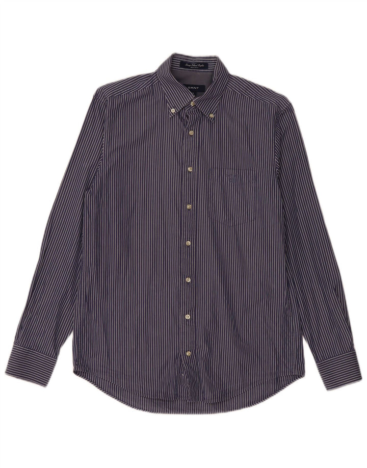 GANT Herren-Hemd mit normaler Passform, mittelmarineblaue Nadelstreifen-Baumwolle