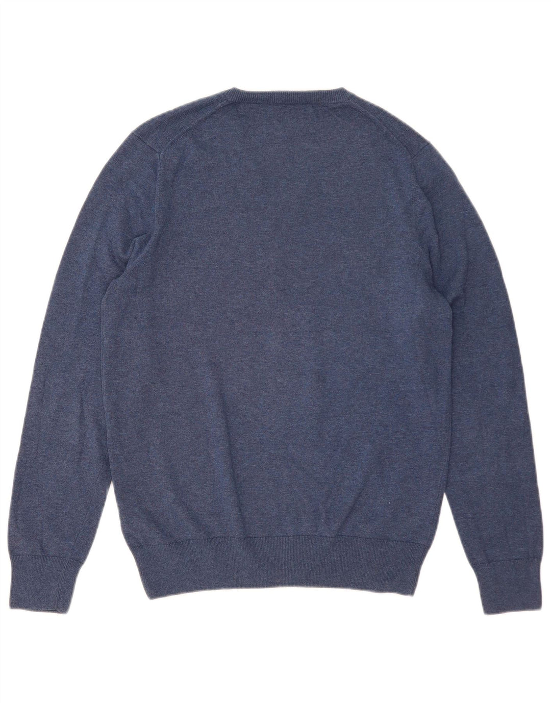 Marks & Spencer Herren-Pullover mit V-Ausschnitt aus mittelblauer Baumwolle