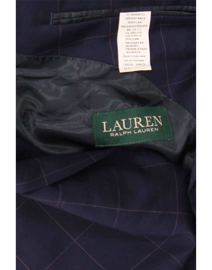 Ralph Lauren Herren-Blazer mit 2 Knöpfen, IT 52, große marineblau karierte Wolle