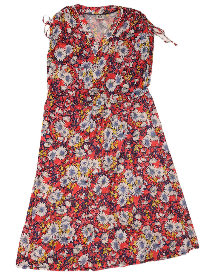 C & A Ärmelloses A-Linien-Kleid für Damen, EU 46, XL, rotes Blumenmuster, Polyester
