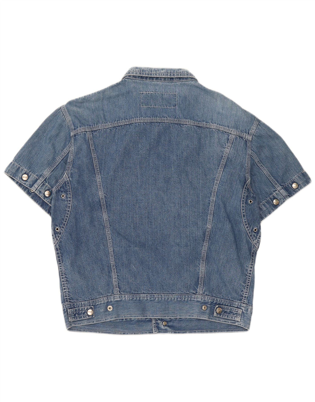 Lemon Herren Kurzarm-Jeanshemd Mittelblau