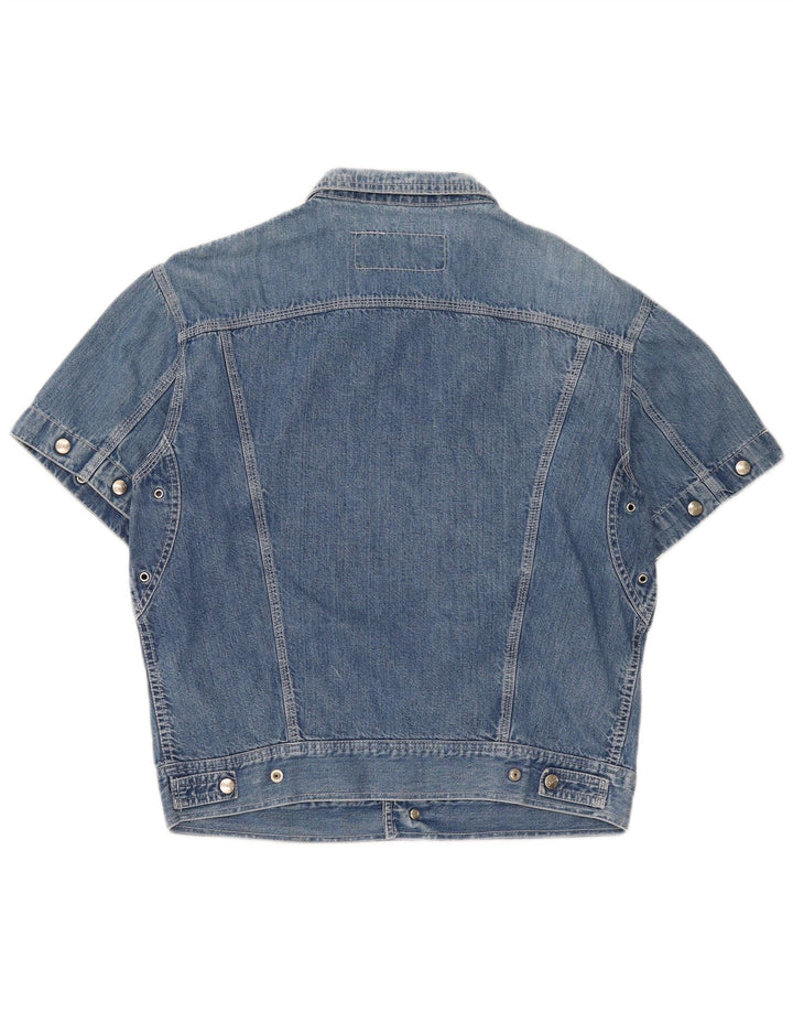 Lemon Herren Kurzarm-Jeanshemd Mittelblau