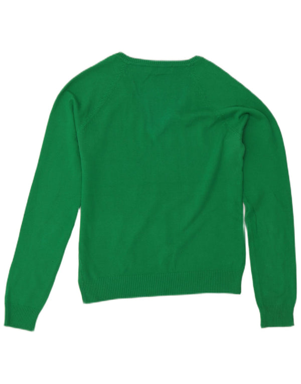 Zara Damen Crop V-Ausschnitt Pullover Pullover UK 12 Mittelgrüne Baumwolle