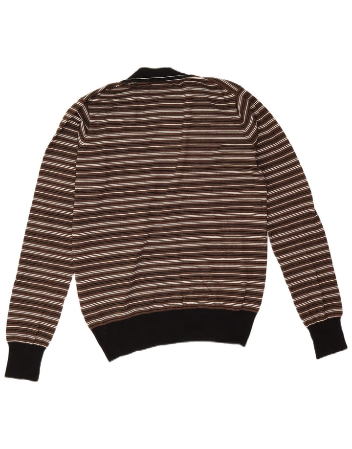 Gaudi Herren-Strickjacke aus mittelbraun gestreifter Viskose