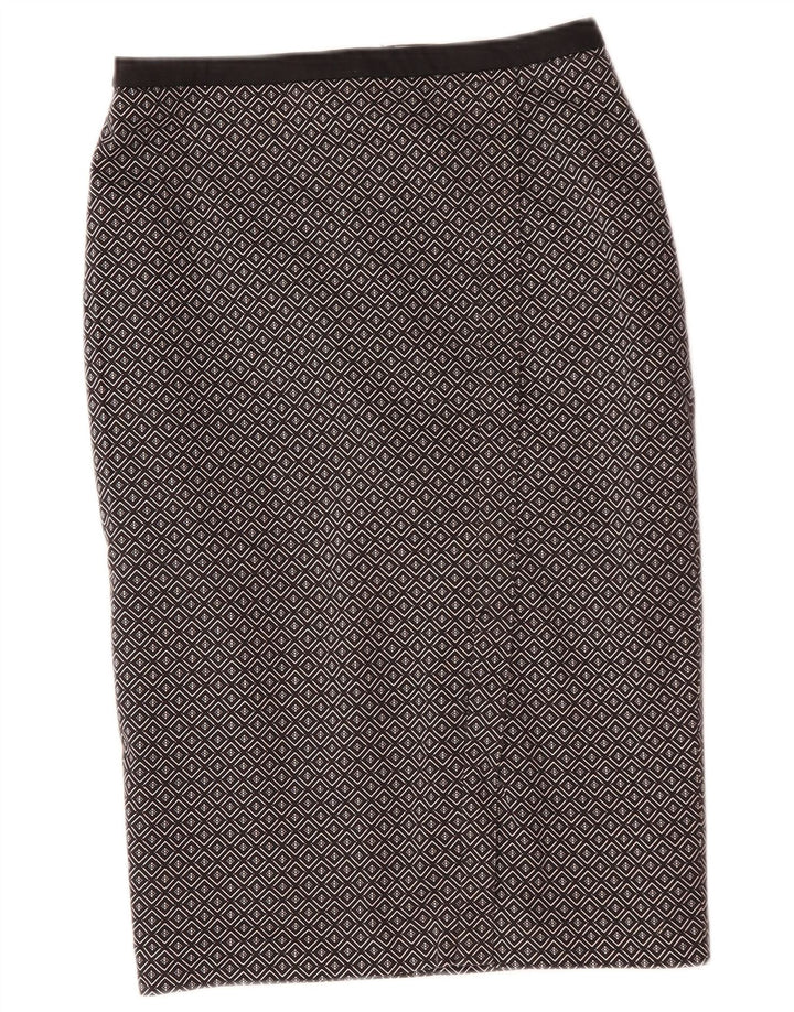 Oasis Damen Midirock UK 10 Small W29 Schwarz Geometrisch