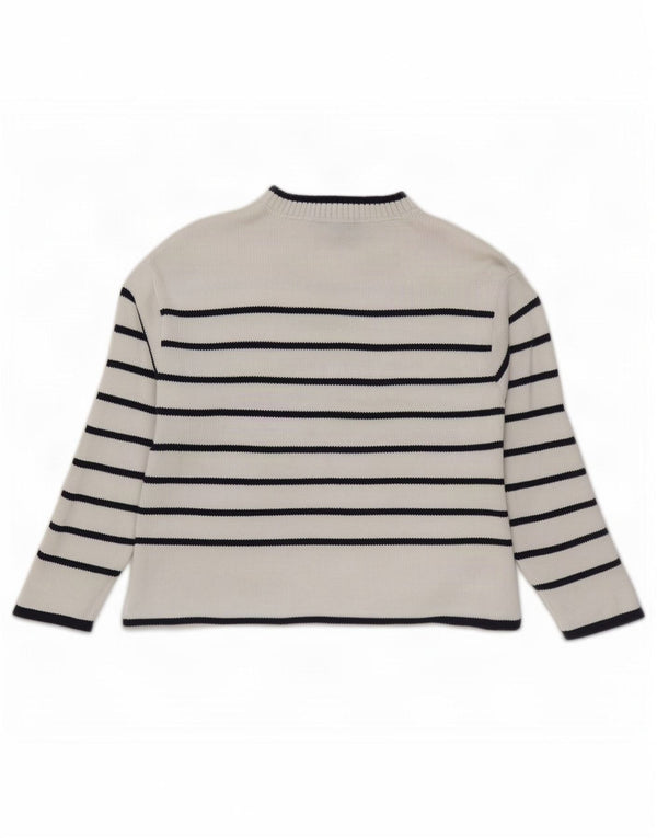 Crew Clothing Damen-Pullover mit Halsausschnitt, UK 20 2XL, weiß gestreift