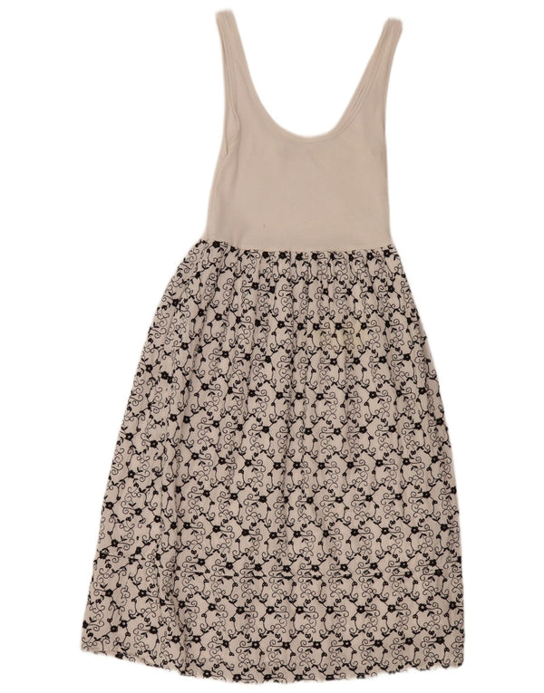 Zara Womens Sleeveless A-Line Dress UK 8 Small White Floral Cotton