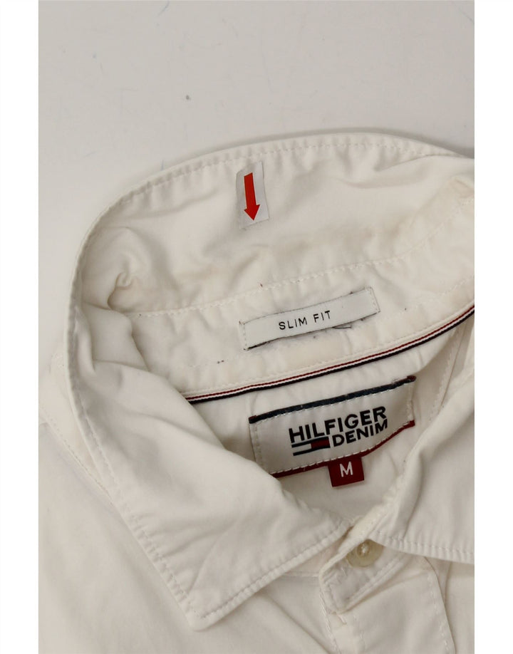 TOMMY HILFIGER Mens Slim Fit Shirt Medium White Vintage Tommy Hilfiger and Second-Hand Tommy Hilfiger from Messina Hembry 